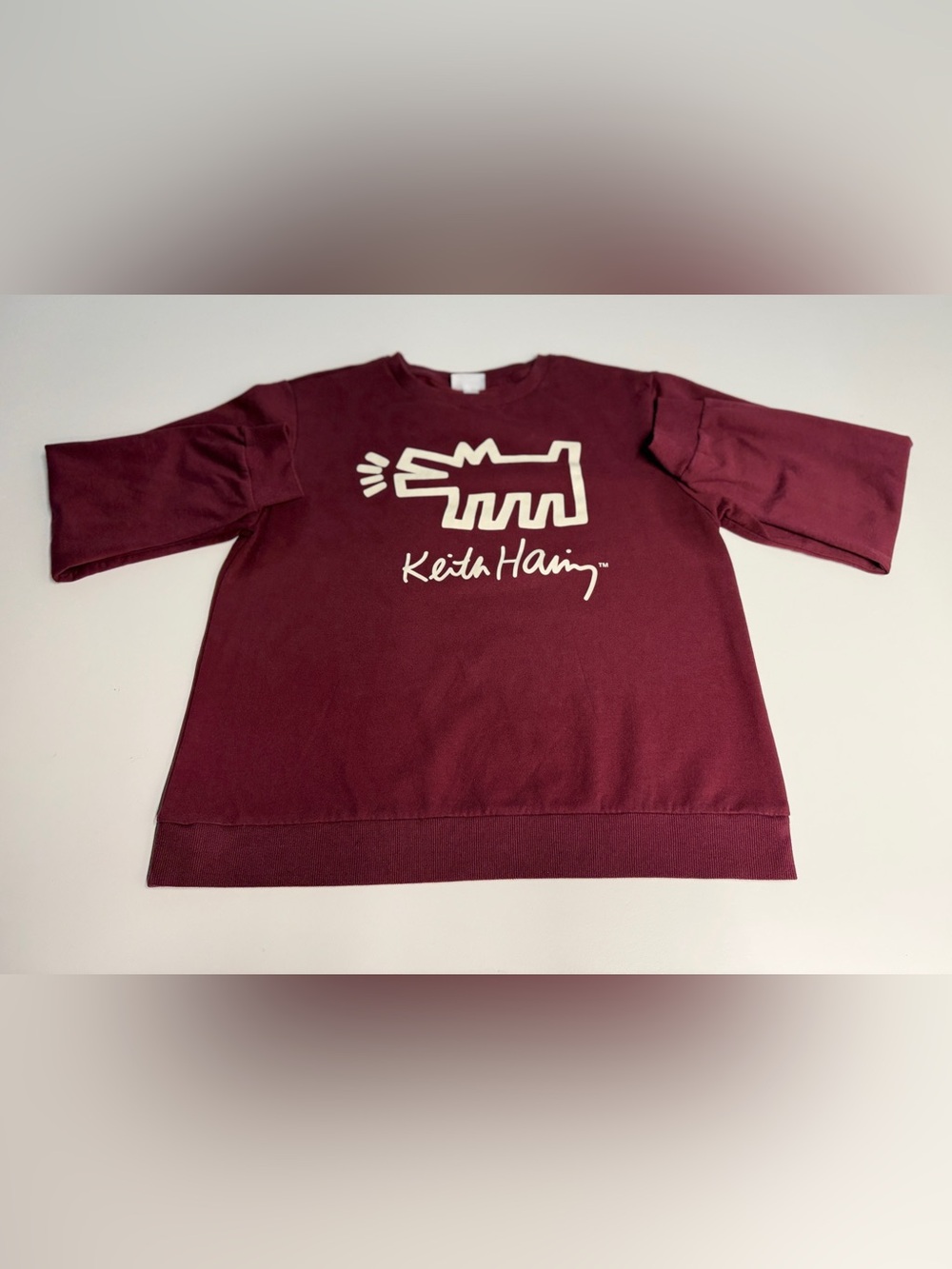 Keith Haring Women's Maroon Graphic Sweatshirt
